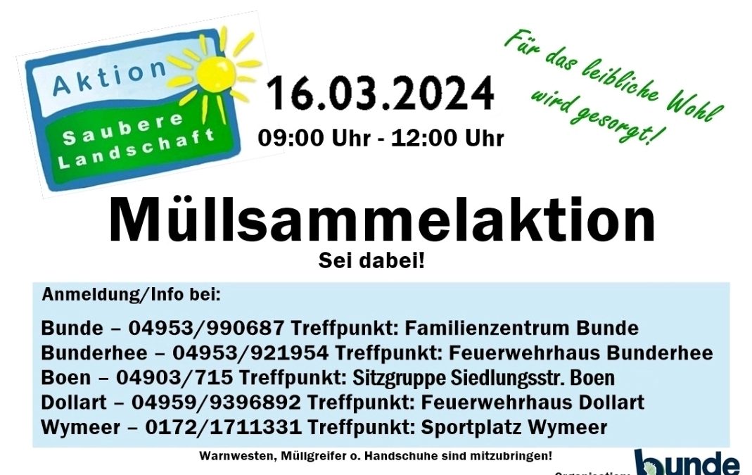 Müllsammelaktion der Gemeinde Bunde