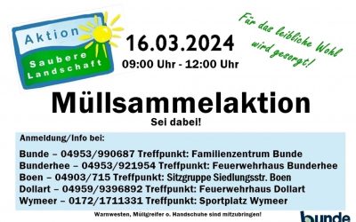 Müllsammelaktion der Gemeinde Bunde