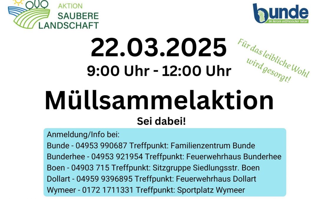 Müllsammelaktion in der Gemeinde Bunde